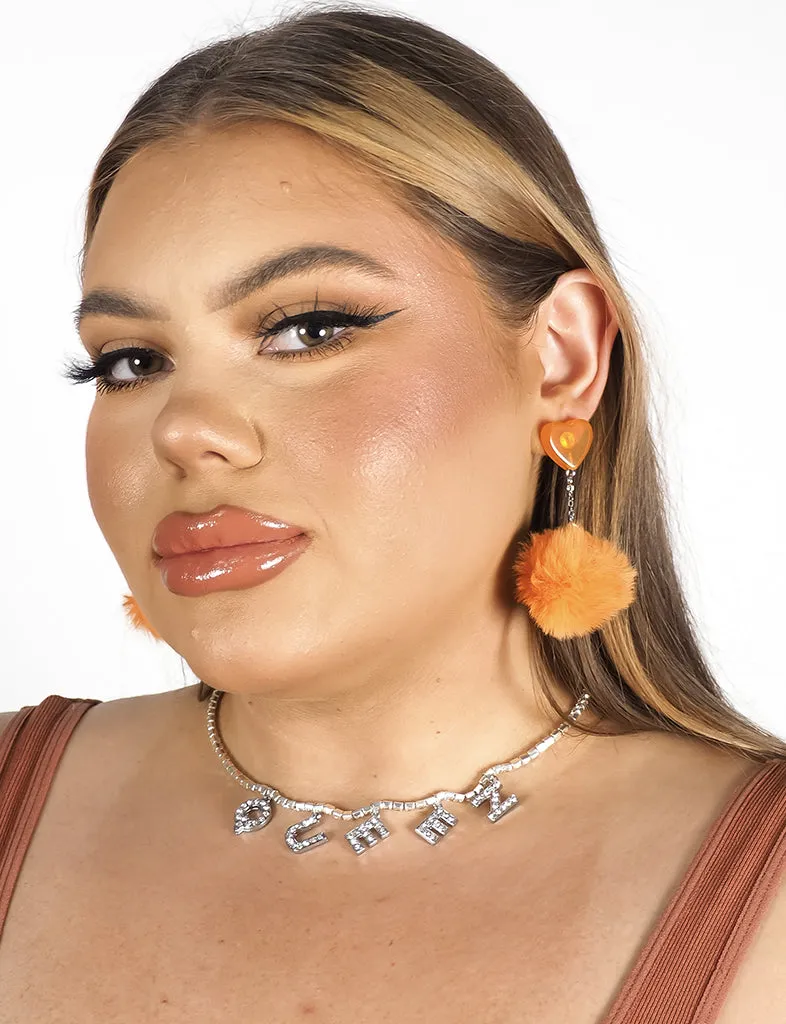 SWEET POM POM EARRINGS - ORANGE