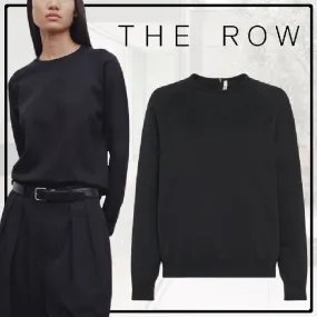 The Row  |Crew Neck Casual Style Silk Long Sleeves Plain Elegant Style