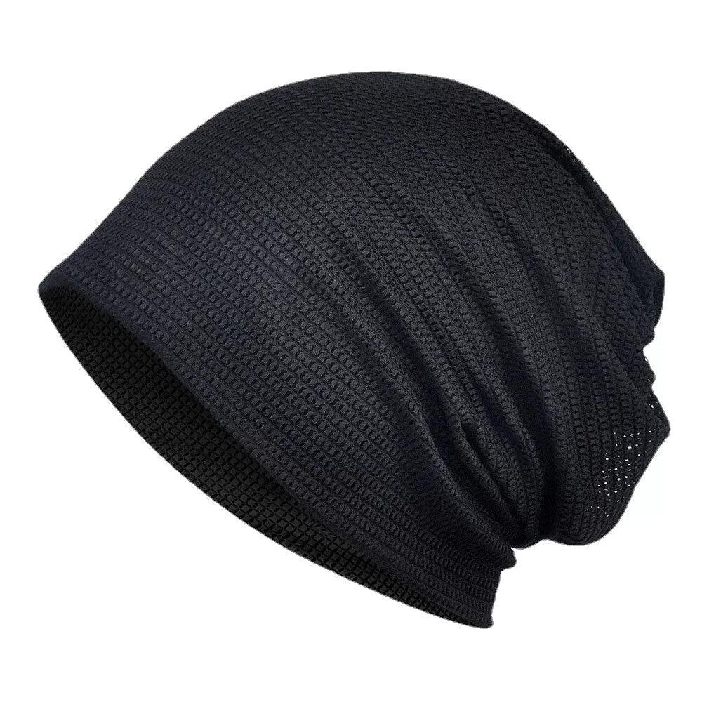 Thin Beanie Hat Solid Color Mesh Breathable HairBand Scarf Multifunctional