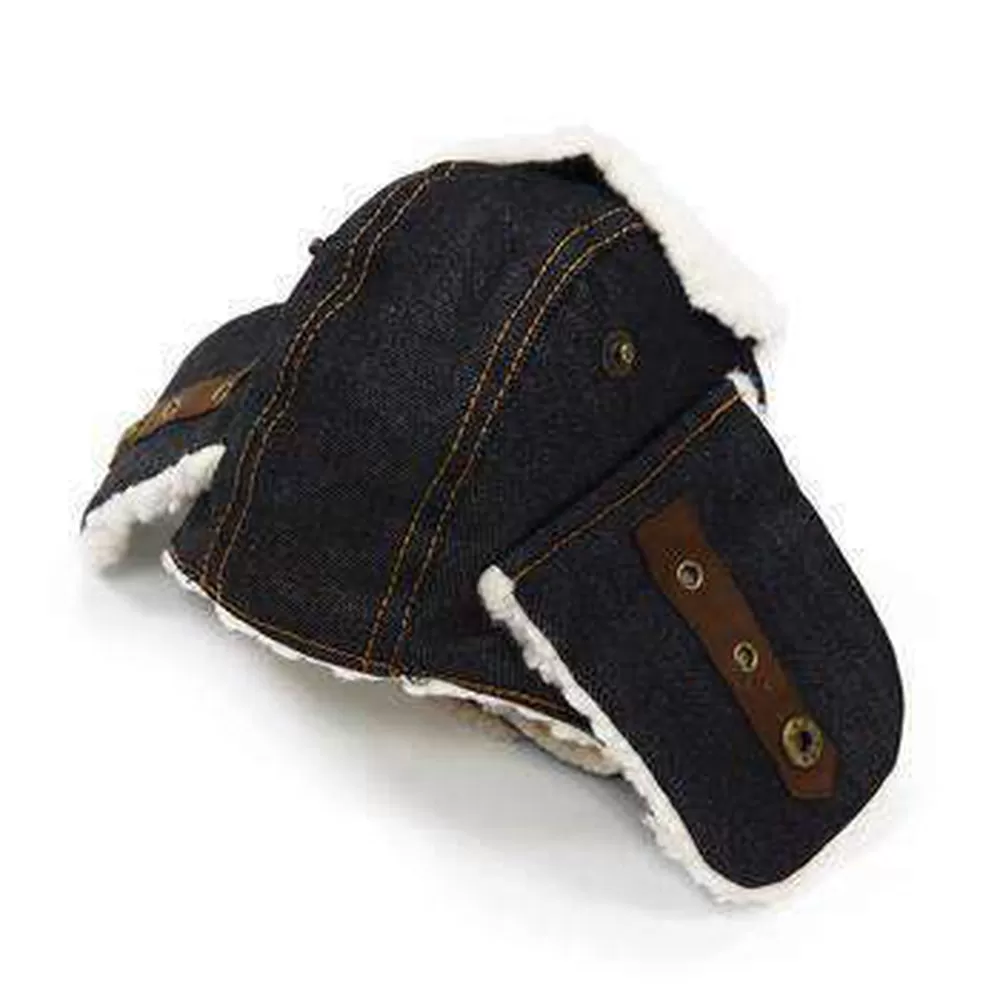 Trapper Dog Hat - Black Denim