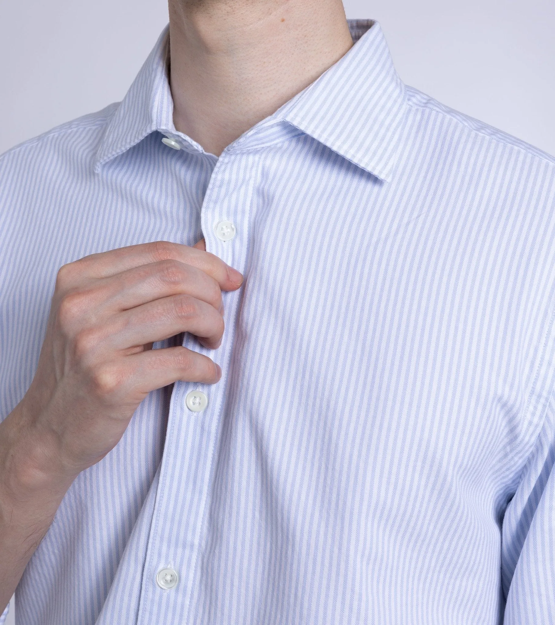 Trunk Austin Cotton Stripe Oxford Shirt: Light Blue