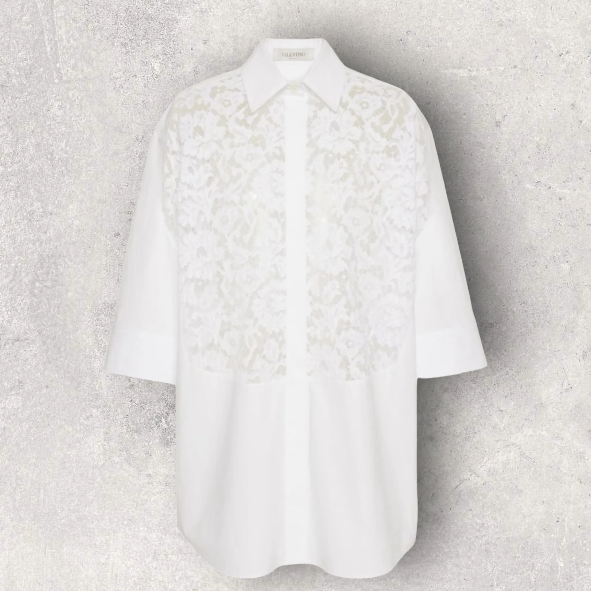 VALENTINO  |Cotton Poplin And Heavy Lace Shirt