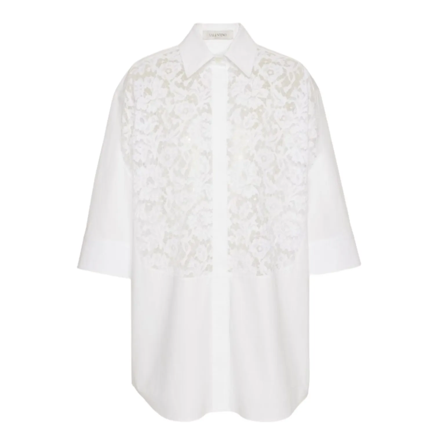 VALENTINO  |Cotton Poplin And Heavy Lace Shirt