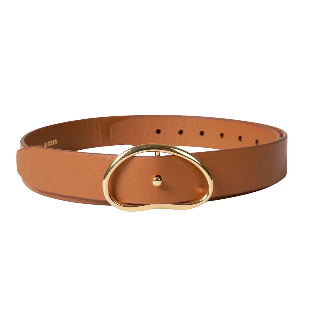 Wide Georgia Belt with Gold Buckle (Tan)