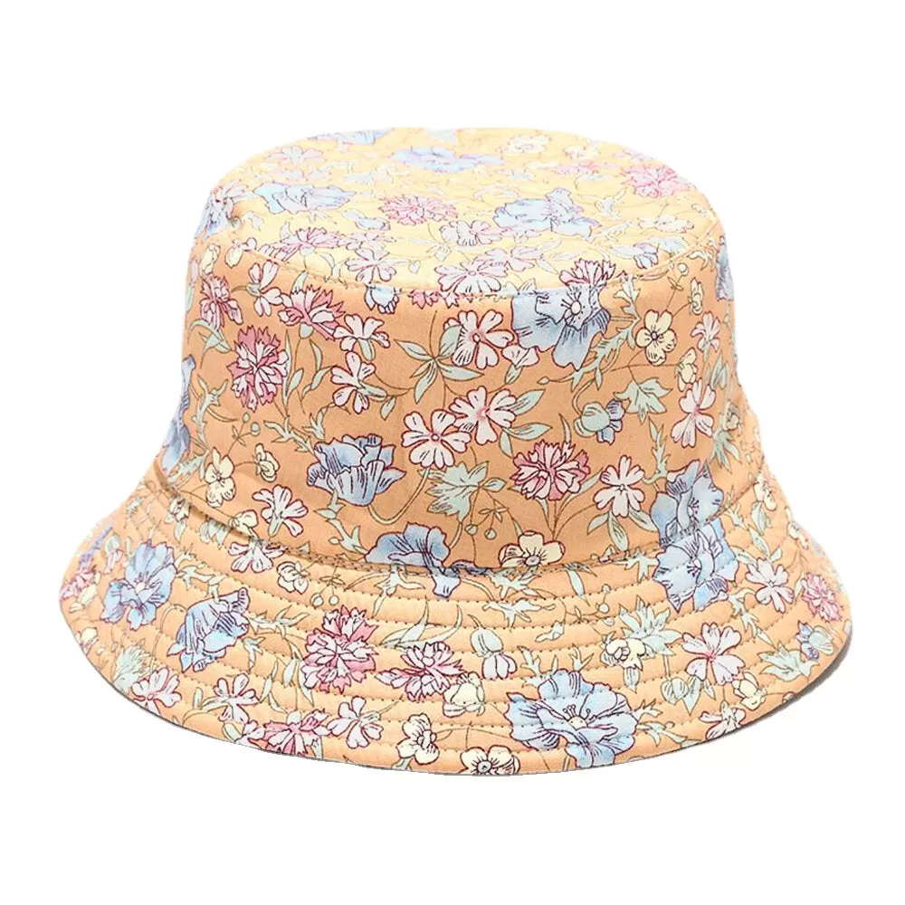 Women Double-sided Summer UV Protection Floral Pattern Casual Outdoor Sun Hat Bucket Hat