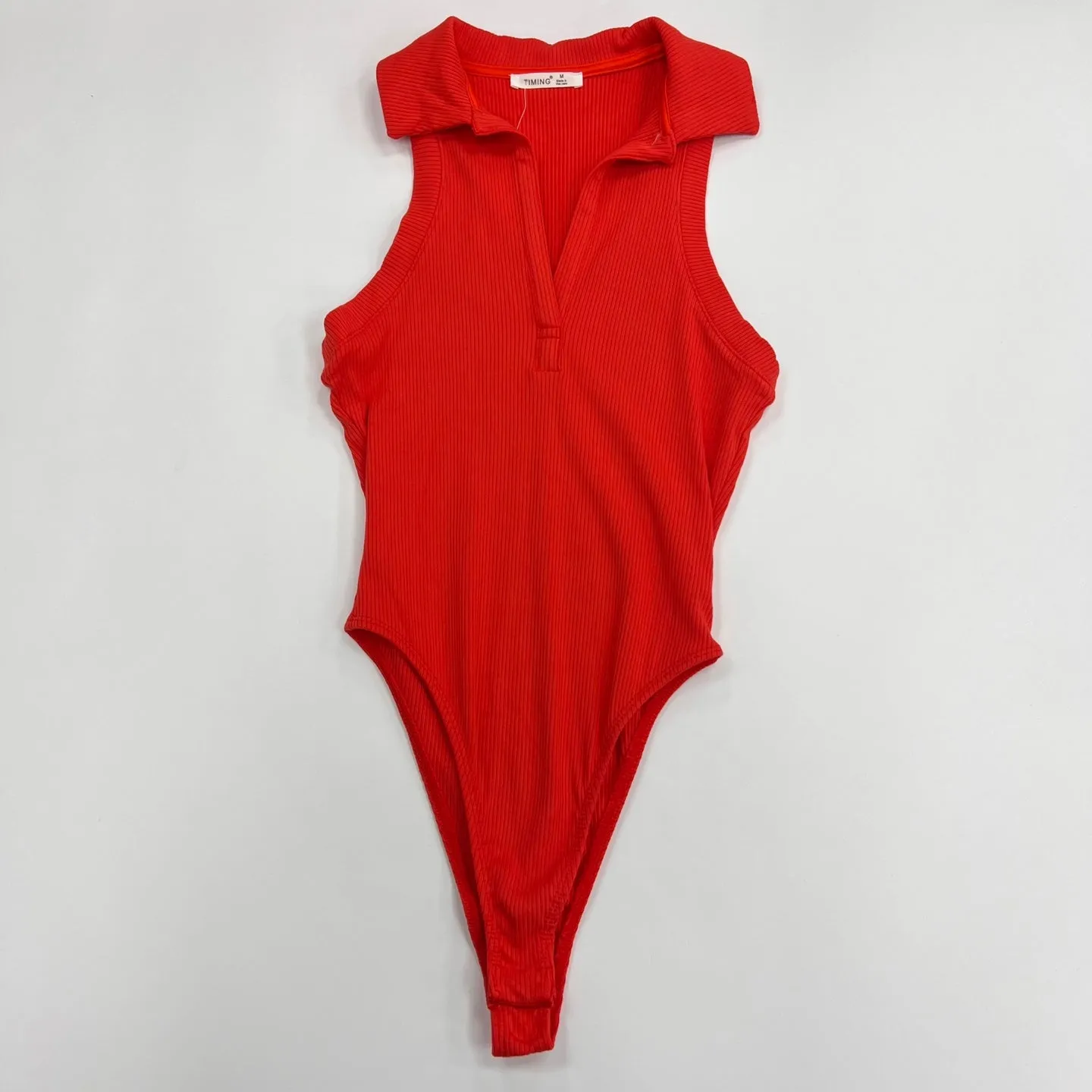 Women's Heavy Ribbed Polo Bodysuit Top