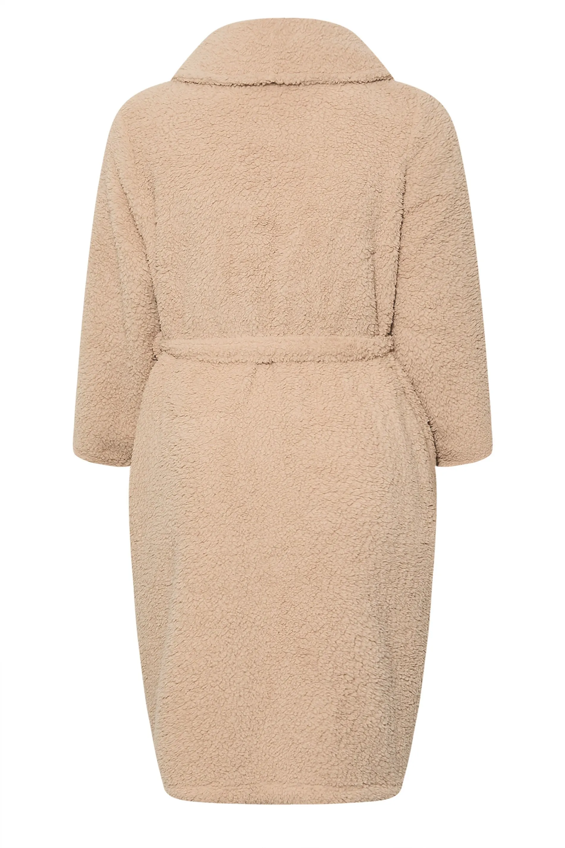 YOURS Curve Beige Brown Teddy Fleece Dressing Gown