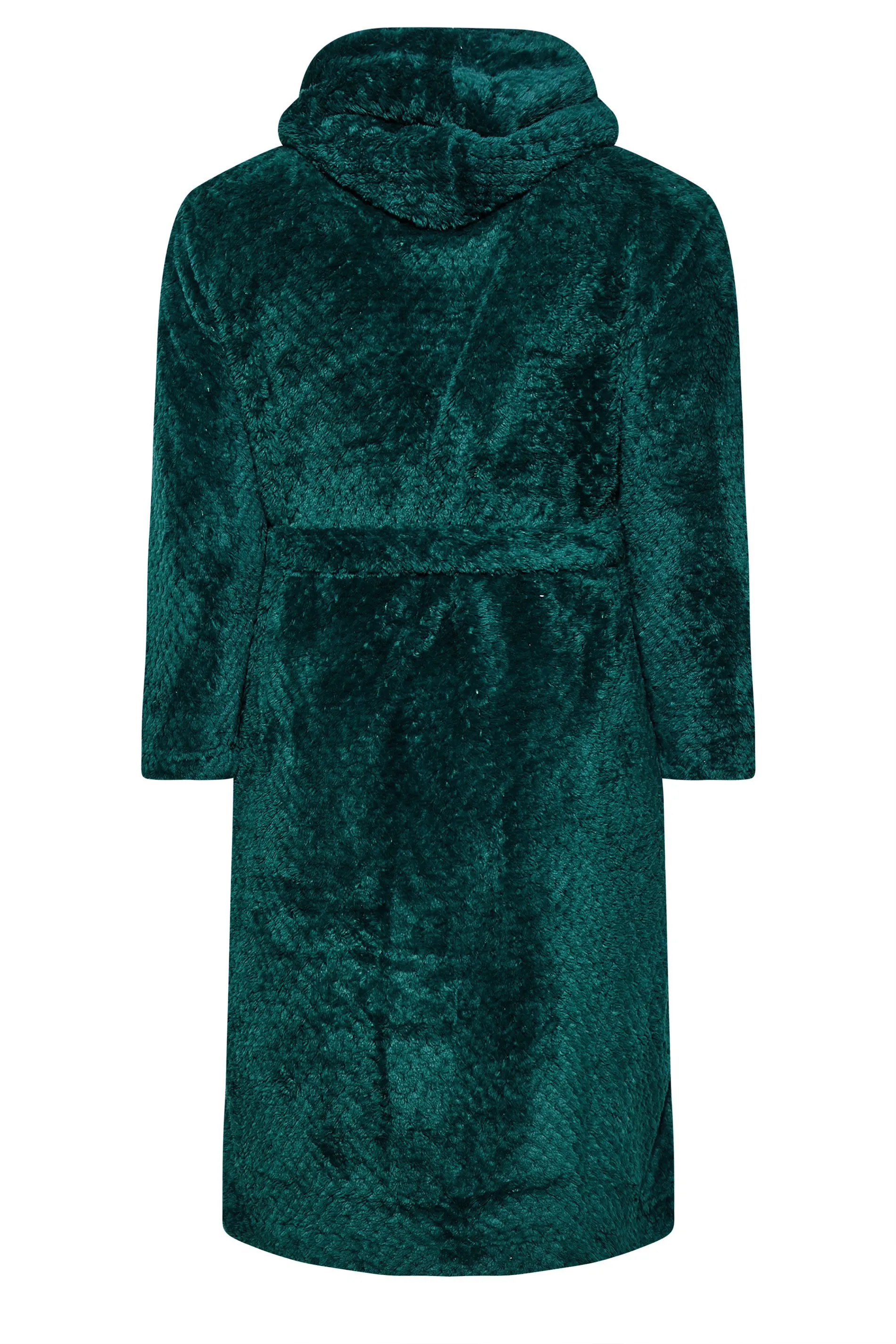 YOURS Curve Emerald Green Waffle Fleece Hooded Dressing Gown