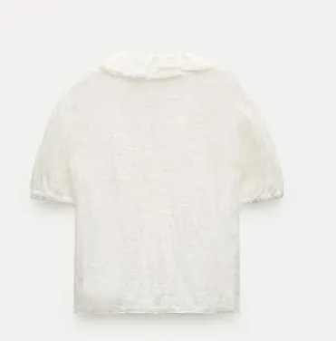 ZARA  |Casual Style Linen Plain Short Sleeves Shirts & Blouses